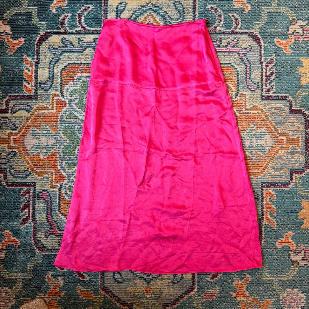 Everlane Hammered Satin Silky Slip Skirt in Fuchsia Pink Size 4